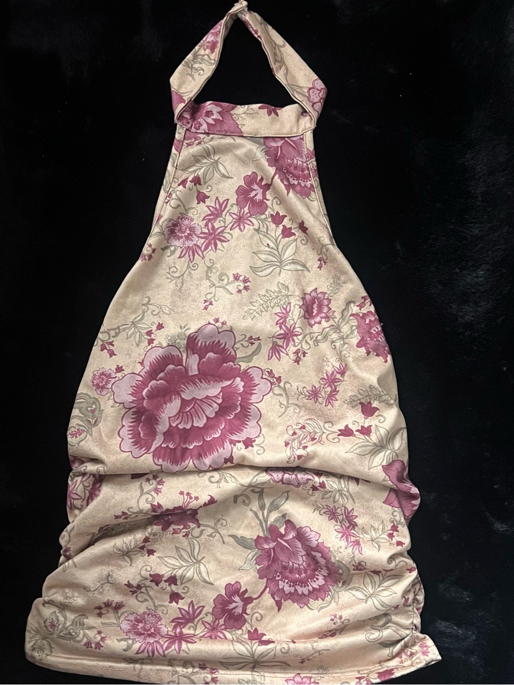 SHEIN Pink Floral Halter Dress on Cream Base